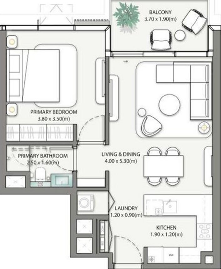 Планировки Palm Central Private Residences - 1 спальня Апартаменты