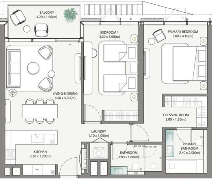 Планировки Palm Central Private Residences - 2 спальни Апартаменты