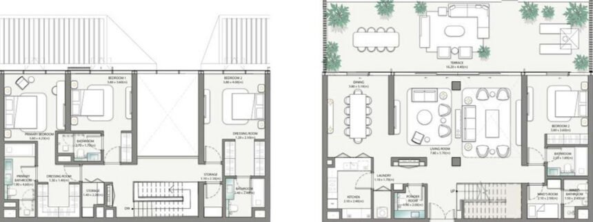 Планировки Palm Central Private Residences - 4 спальни Таунхаусы